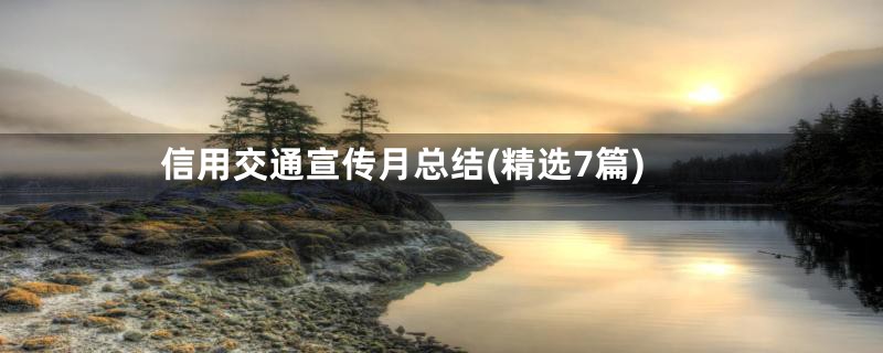 信用交通宣传月总结(精选7篇)