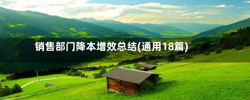 销售部门降本增效总结(通用18篇)