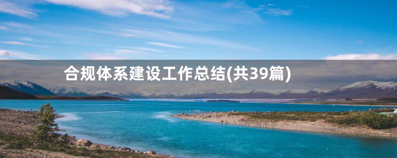 合规体系建设工作总结(共39篇)