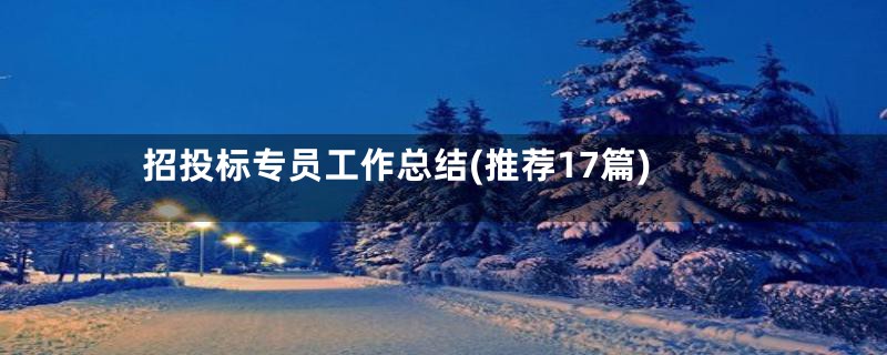 招投标专员工作总结(推荐17篇)