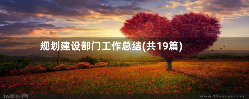 规划建设部门工作总结(共19篇)
