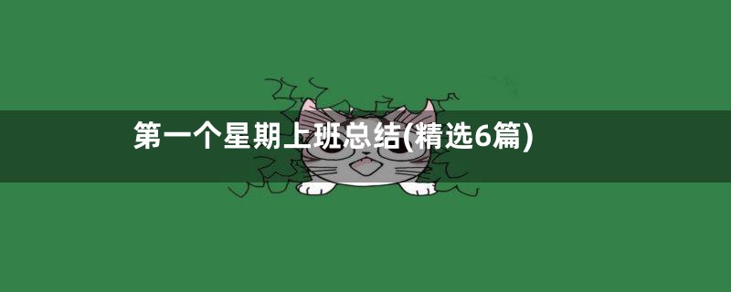 第一个星期上班总结(精选6篇)