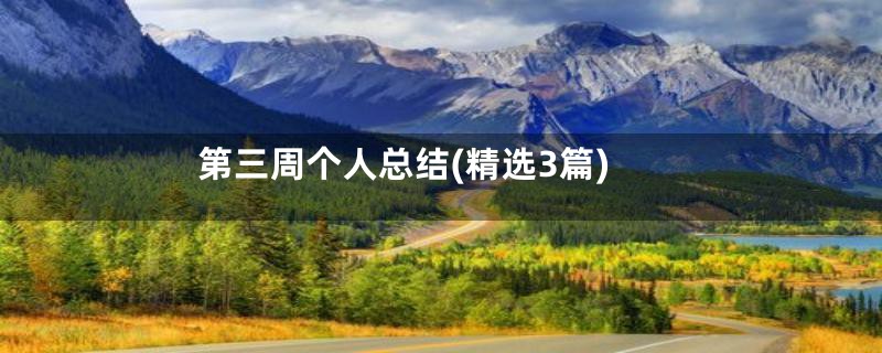 第三周个人总结(精选3篇)