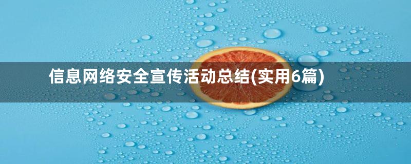 信息网络安全宣传活动总结(实用6篇)