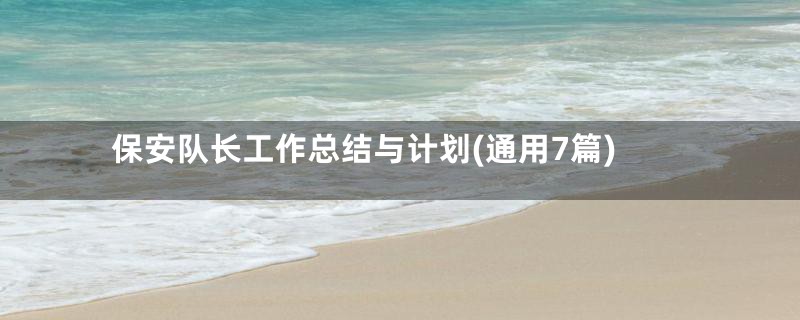 保安队长工作总结与计划(通用7篇)