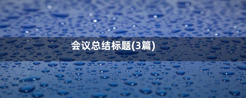 会议总结标题(3篇)