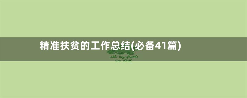 精准扶贫的工作总结(必备41篇)