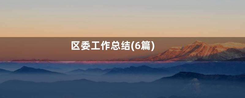区委工作总结(6篇)