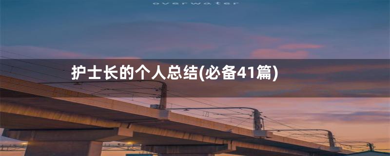 护士长的个人总结(必备41篇)