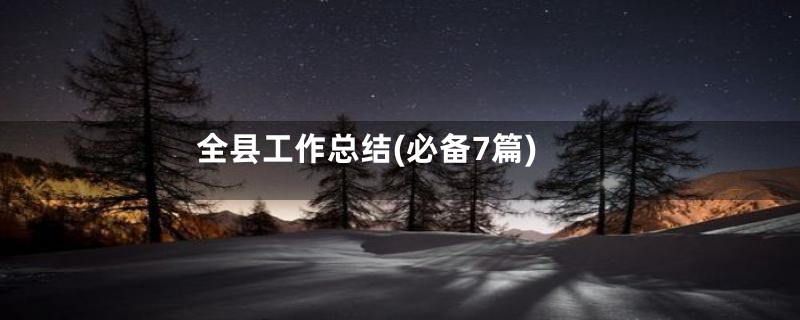 全县工作总结(必备7篇)