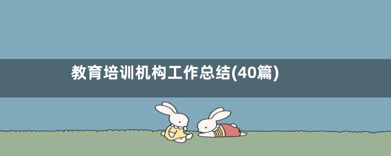教育培训机构工作总结(40篇)