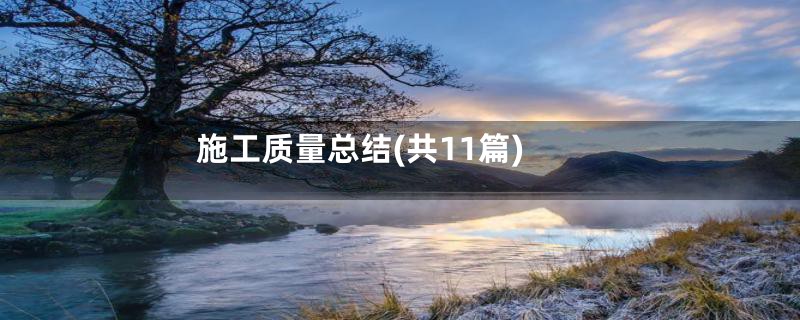 施工质量总结(共11篇)