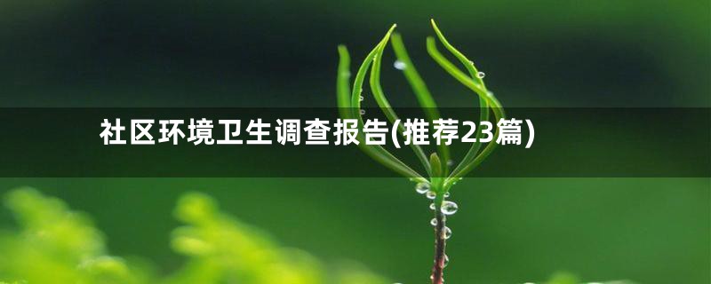 社区环境卫生调查报告(推荐23篇)