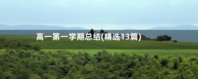 高一第一学期总结(精选13篇)