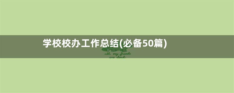 学校校办工作总结(必备50篇)