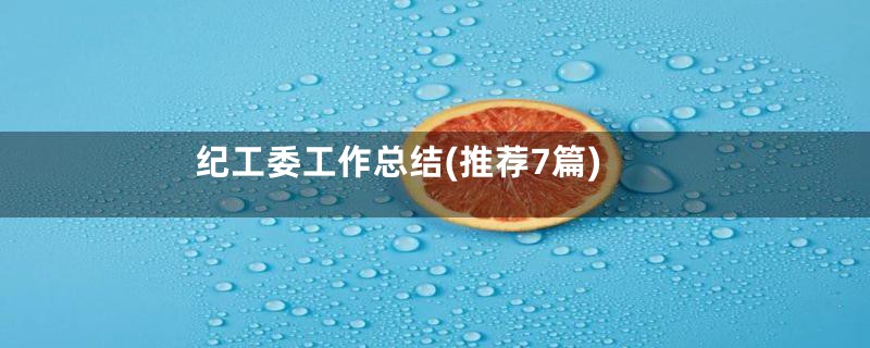 纪工委工作总结(推荐7篇)