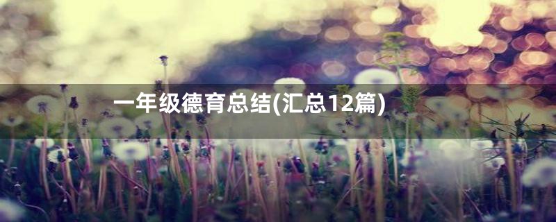一年级德育总结(汇总12篇)