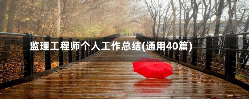 监理工程师个人工作总结(通用40篇)