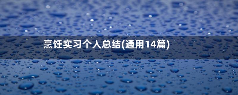 烹饪实习个人总结(通用14篇)