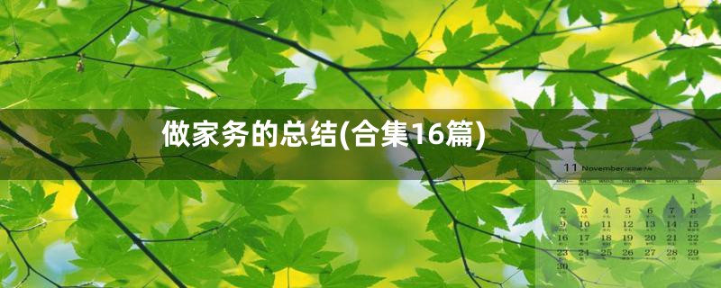 做家务的总结(合集16篇)
