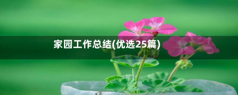 家园工作总结(优选25篇)