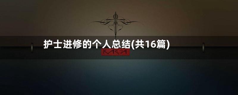 护士进修的个人总结(共16篇)
