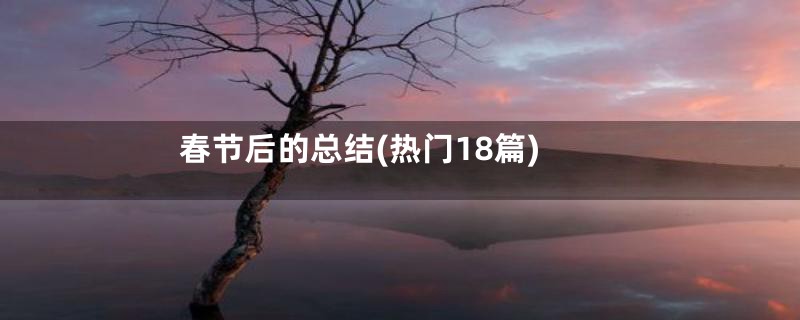 春节后的总结(热门18篇)