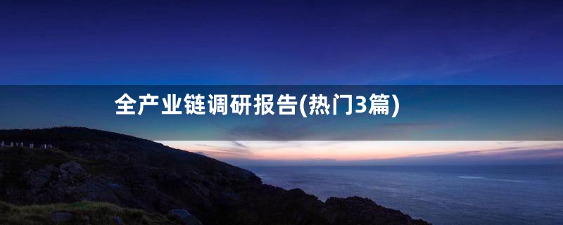 全产业链调研报告(热门3篇)
