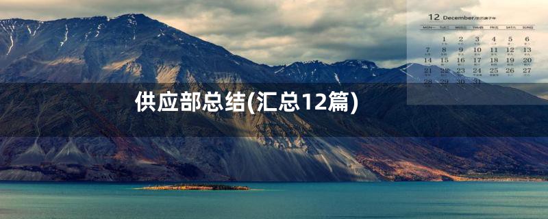 供应部总结(汇总12篇)