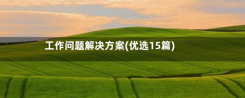 工作问题解决方案(优选15篇)