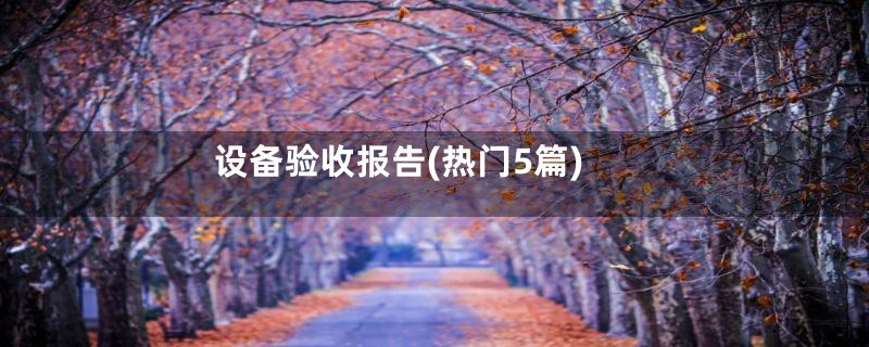 设备验收报告(热门5篇)