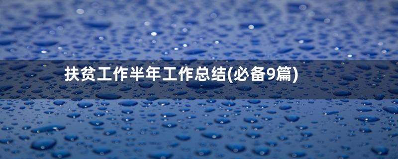 扶贫工作半年工作总结(必备9篇)