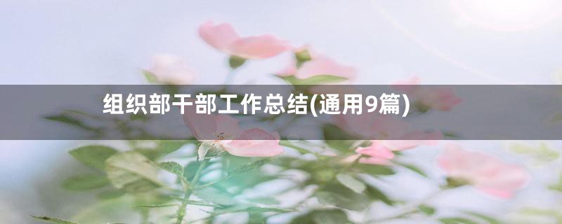 组织部干部工作总结(通用9篇)