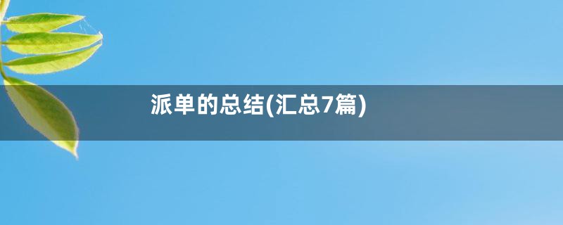 派单的总结(汇总7篇)