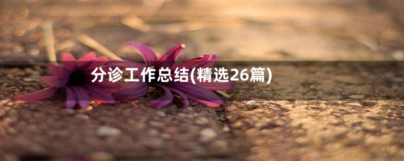 分诊工作总结(精选26篇)
