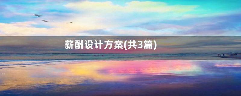 薪酬设计方案(共3篇)