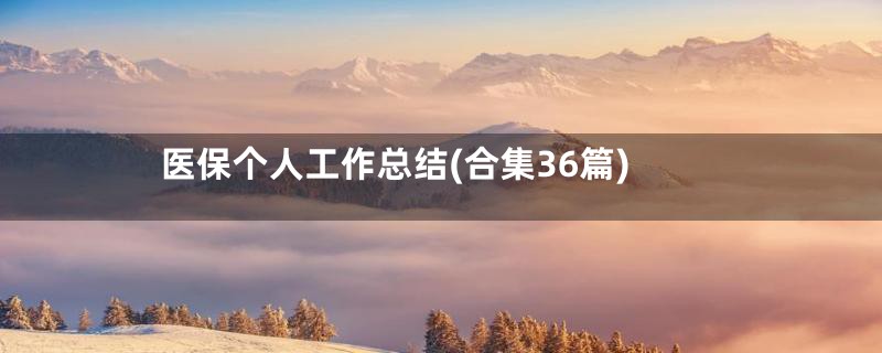 医保个人工作总结(合集36篇)