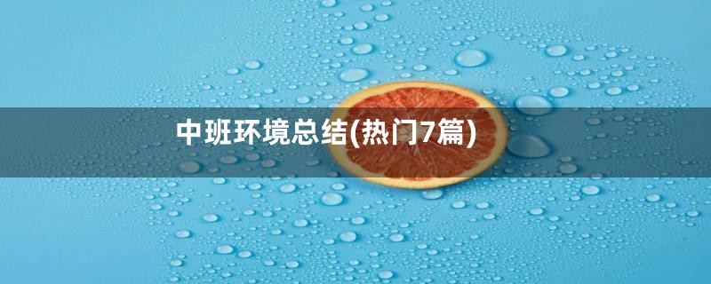 中班环境总结(热门7篇)