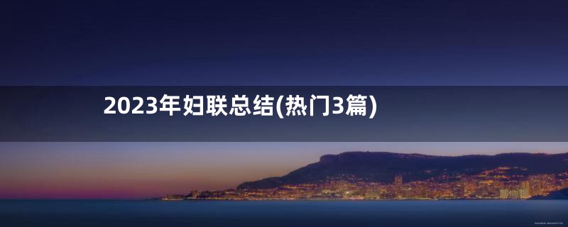2023年妇联总结(热门3篇)