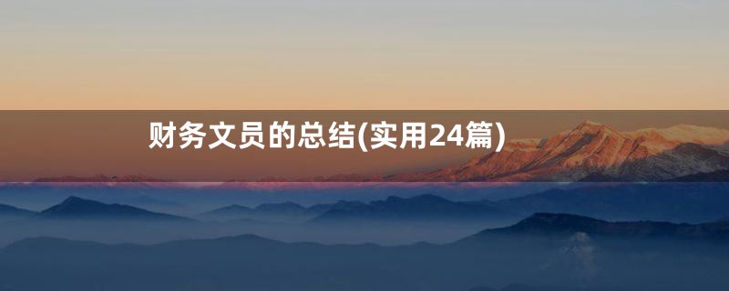 财务文员的总结(实用24篇)