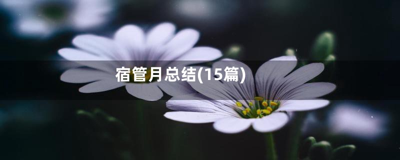 宿管月总结(15篇)