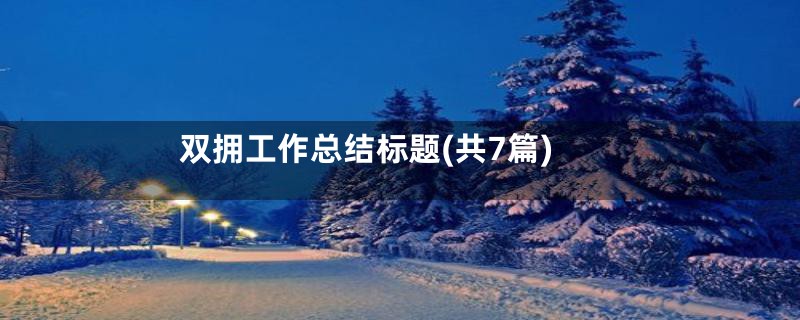 双拥工作总结标题(共7篇)