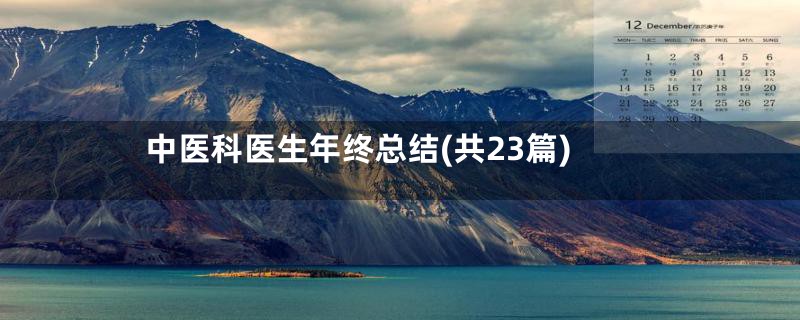 中医科医生年终总结(共23篇)