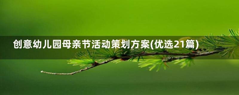 创意幼儿园母亲节活动策划方案(优选21篇)