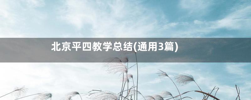 北京平四教学总结(通用3篇)