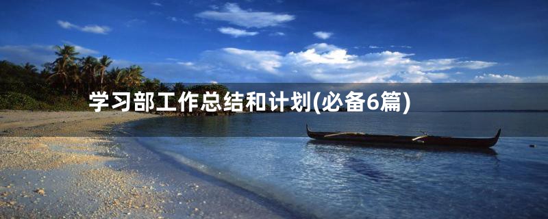 学习部工作总结和计划(必备6篇)