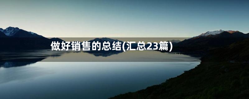 做好销售的总结(汇总23篇)
