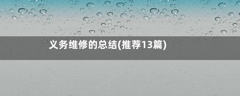 义务维修的总结(推荐13篇)