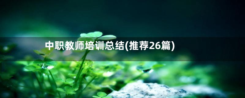 中职教师培训总结(推荐26篇)