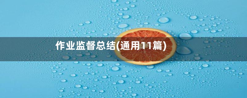 作业监督总结(通用11篇)